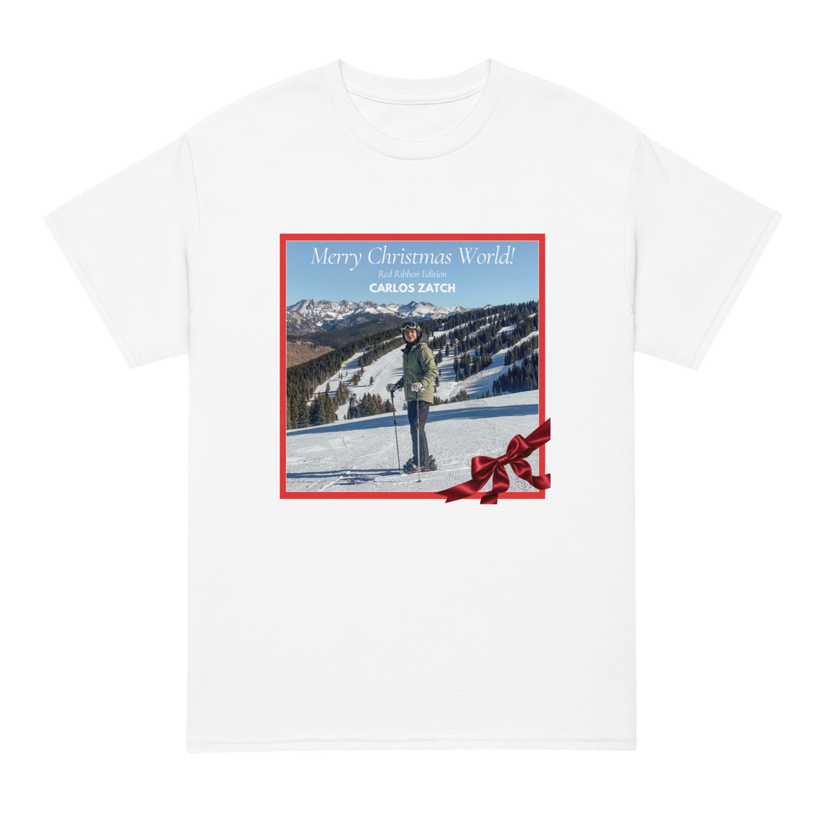 Christmas Is Love T-Shirt | Merry Christmas World! (Red Ribbon Edition)