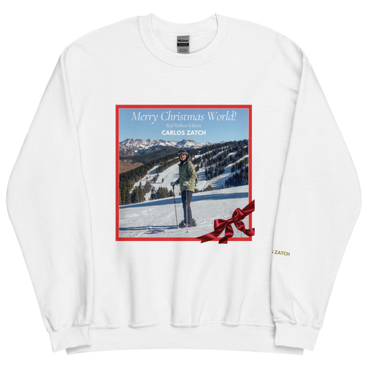 Christmas Is Love Sweatshirt | Merry Christmas World! Red Ribbon Edition